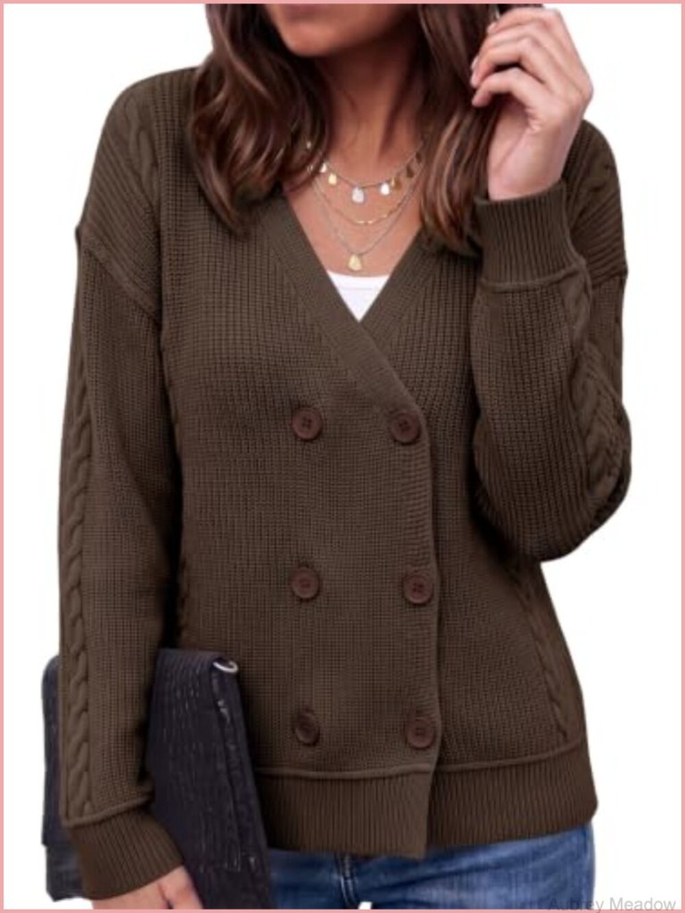 Women's Knit Button Front Cardigan Long Sleeve V-Neck Sweater